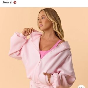 Blogilates Marshmallow Full Zip Hoodie - Medium in Light Pink